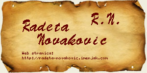 Radeta Novaković vizit kartica